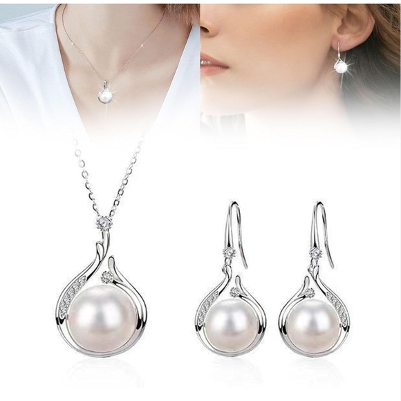 Pearl Jewelry Set for Women Adjustable Dainty Pearl Pendant - Picture 5 of 5